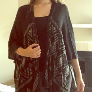 Black and Gray Shawl Sweater